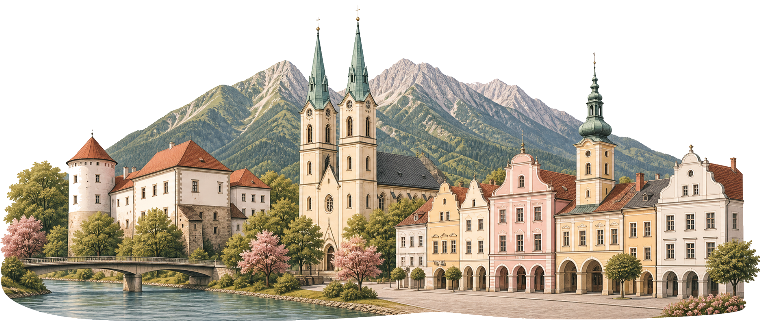 Жилина: иллюстрация города для страницы о работе вебкам-моделью и выборе студии